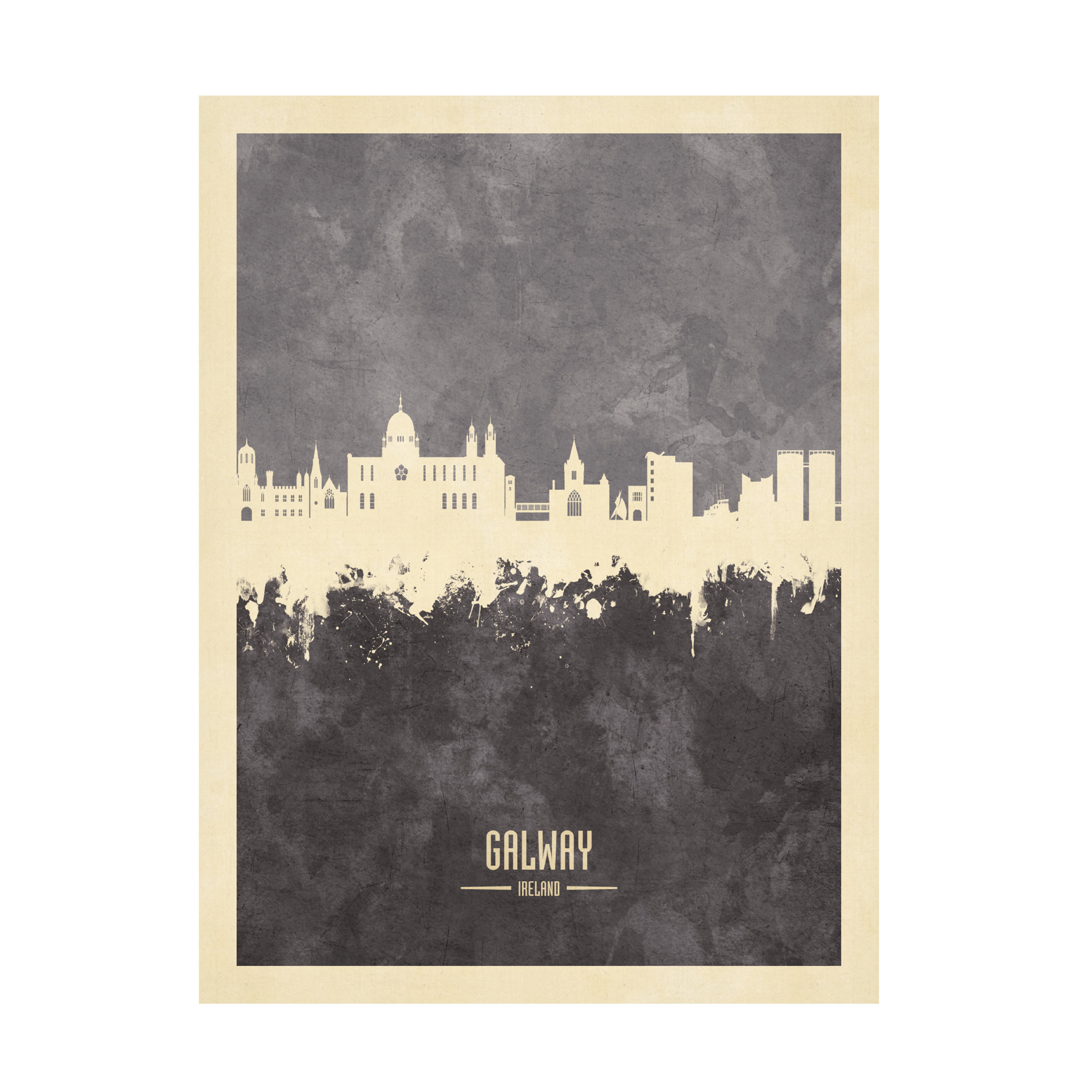 Michael Tompsett 'Galway Ireland Skyline Gray' Canvas Art