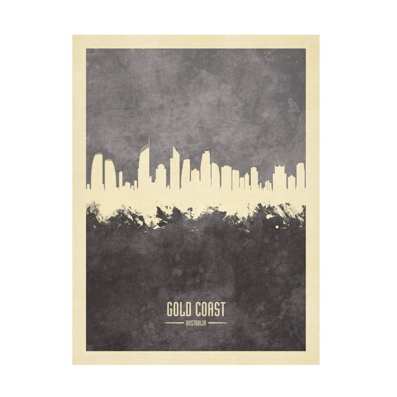 Michael Tompsett 'Gold Coast Australia Skyline Gray' Canvas Art