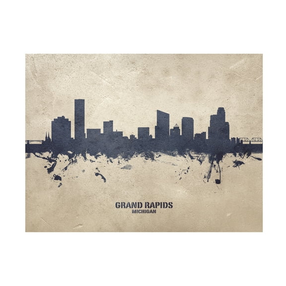 Michael Tompsett 'Grand Rapids Michigan Skyline Concrete' Canvas Art