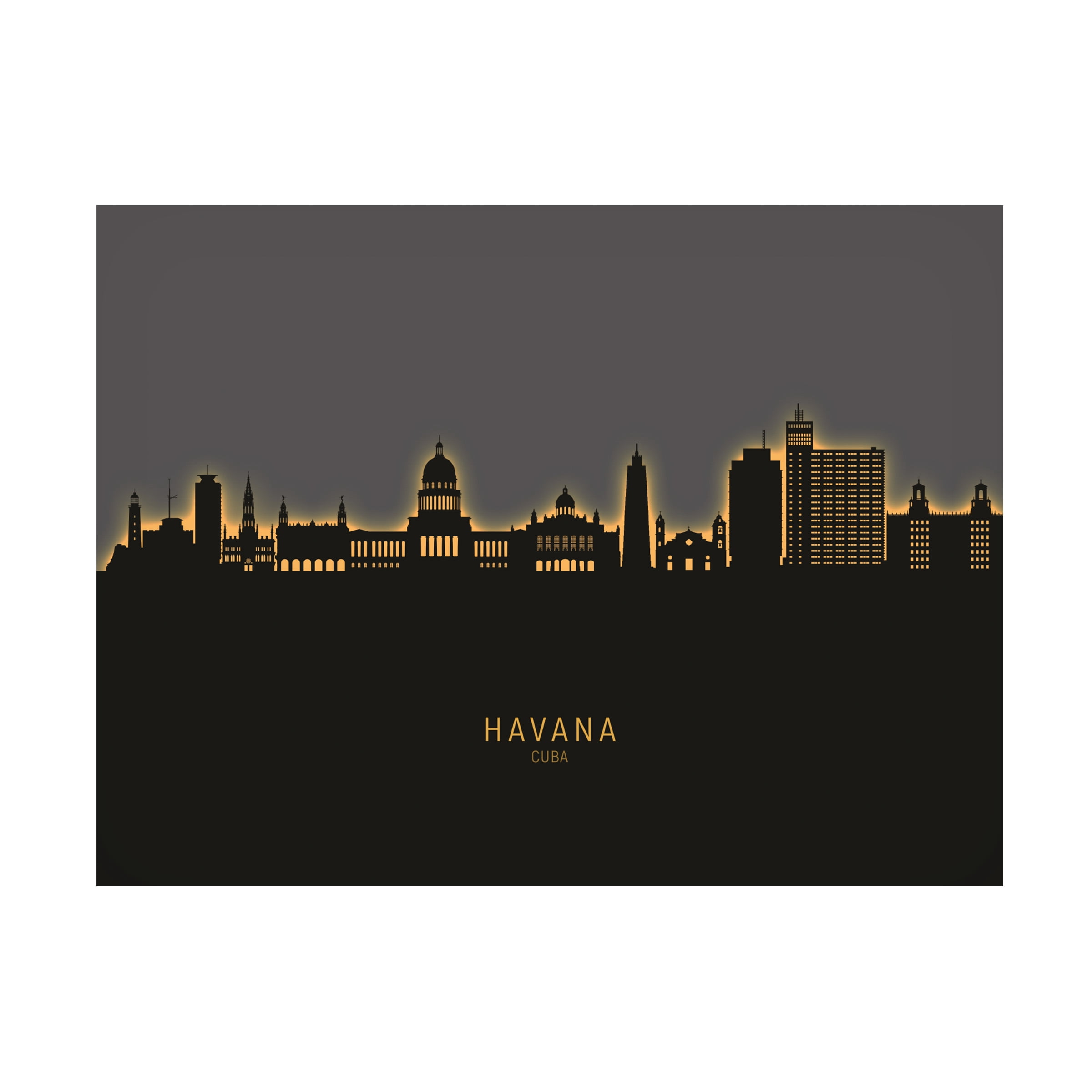 Michael Tompsett 'Havana Cuba Skyline Glow II' Canvas Art