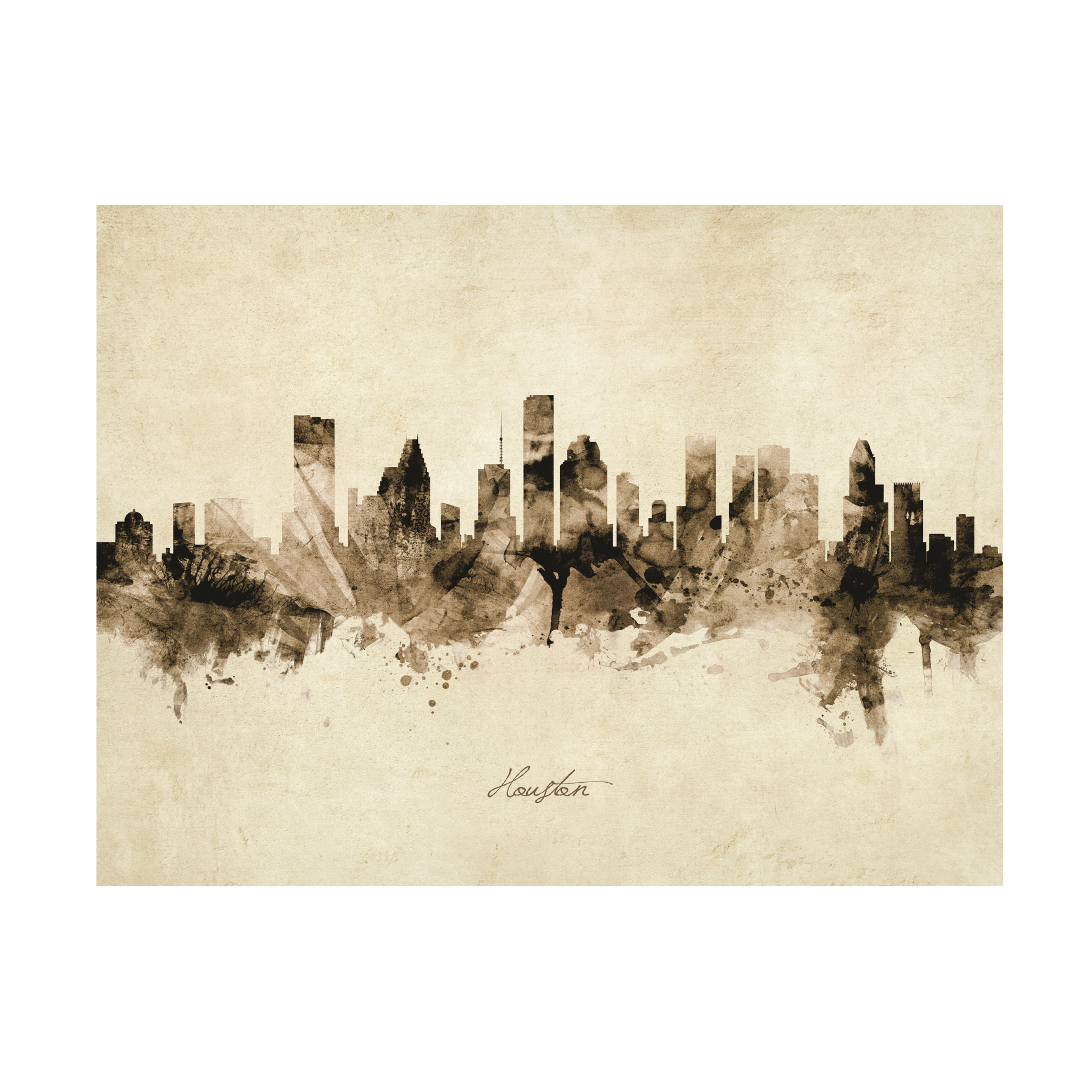 Michael Tompsett 'Houston Texas Skyline Vintage' Canvas Art