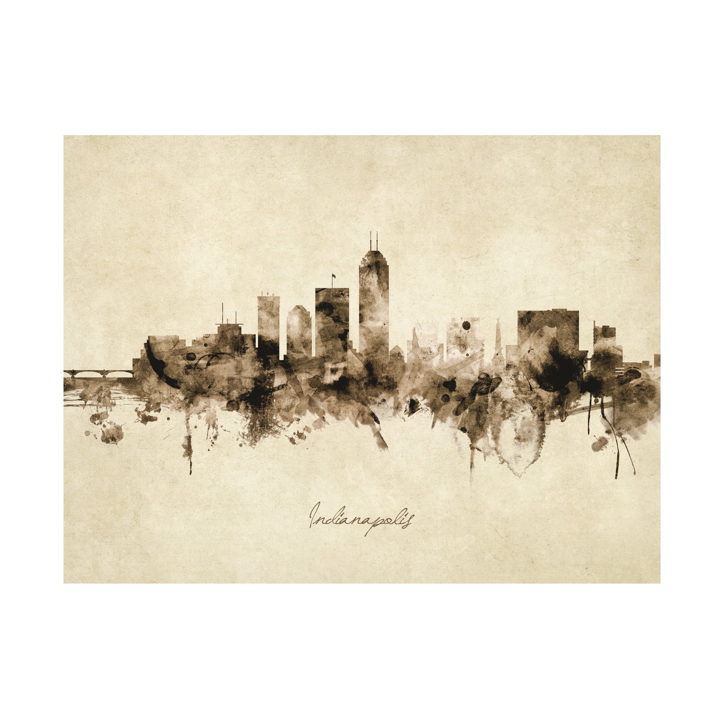 Michael Tompsett 'Indianapolis Indiana Skyline Vintage' Canvas Art