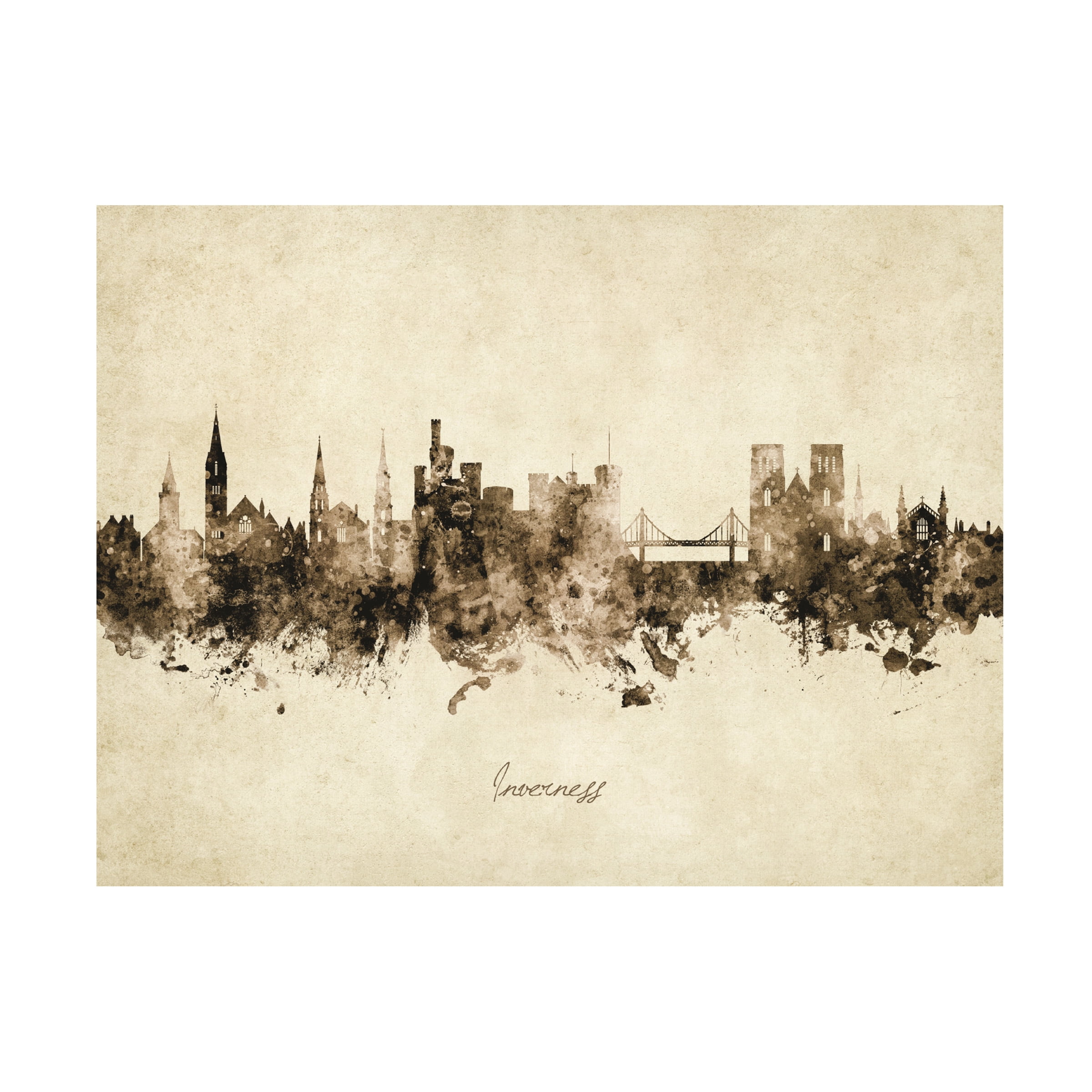 Michael Tompsett 'Inverness Scotland Skyline Vintage' Canvas Art