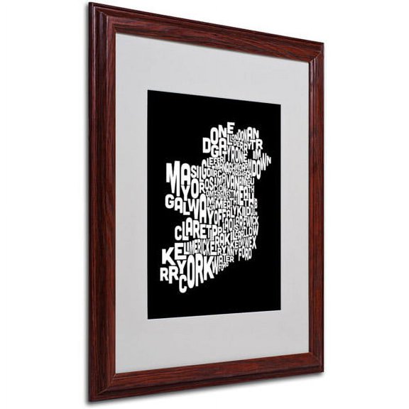 Michael Tompsett 'Ireland Text Map 5' Matted Framed Art - 16x20 Inches - Wood Frame (MT0269-W1620MF)