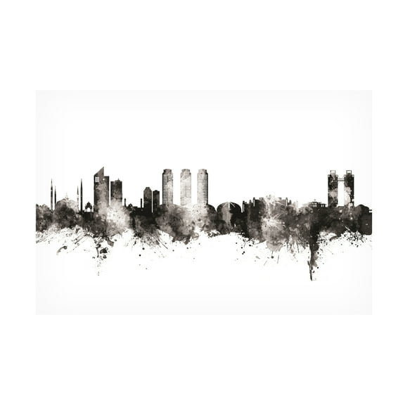 Michael Tompsett 'Islamabad Pakistan Skyline BW' Canvas Art