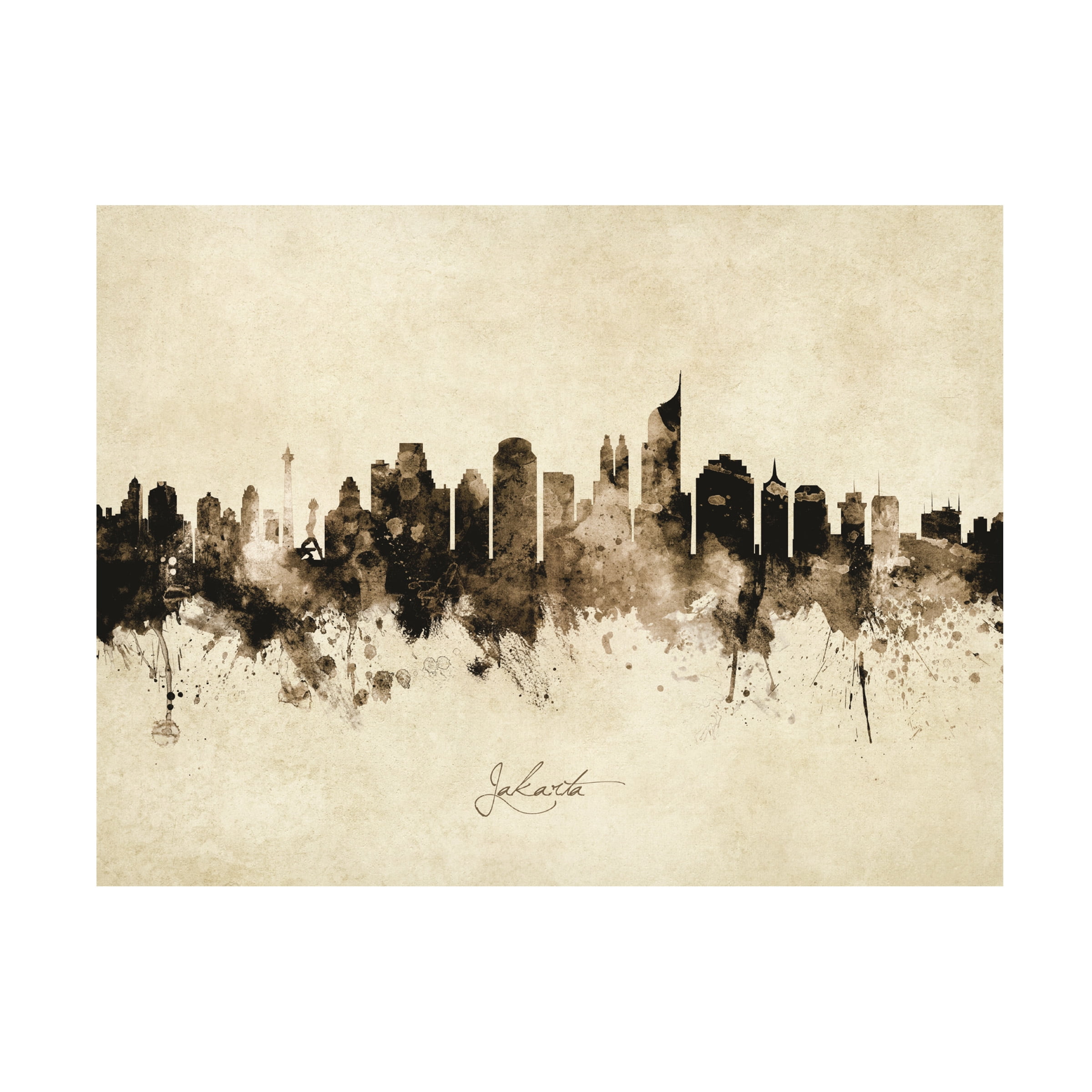 Michael Tompsett 'Jakarta Skyline Indonesia Vintage' Canvas Art