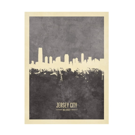 Michael Tompsett 'Jersey City New Jersey Skyline Gray' Canvas Art