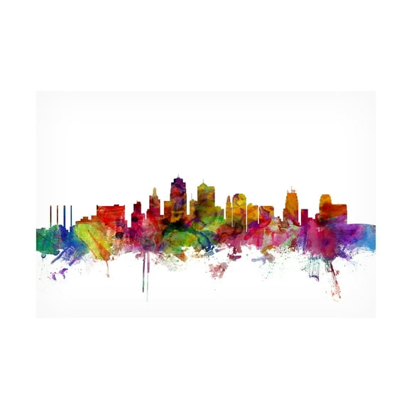 Trademark Fine Art Michael Tompsett Kansas City Skyline Canvas Wall Art - 30x47