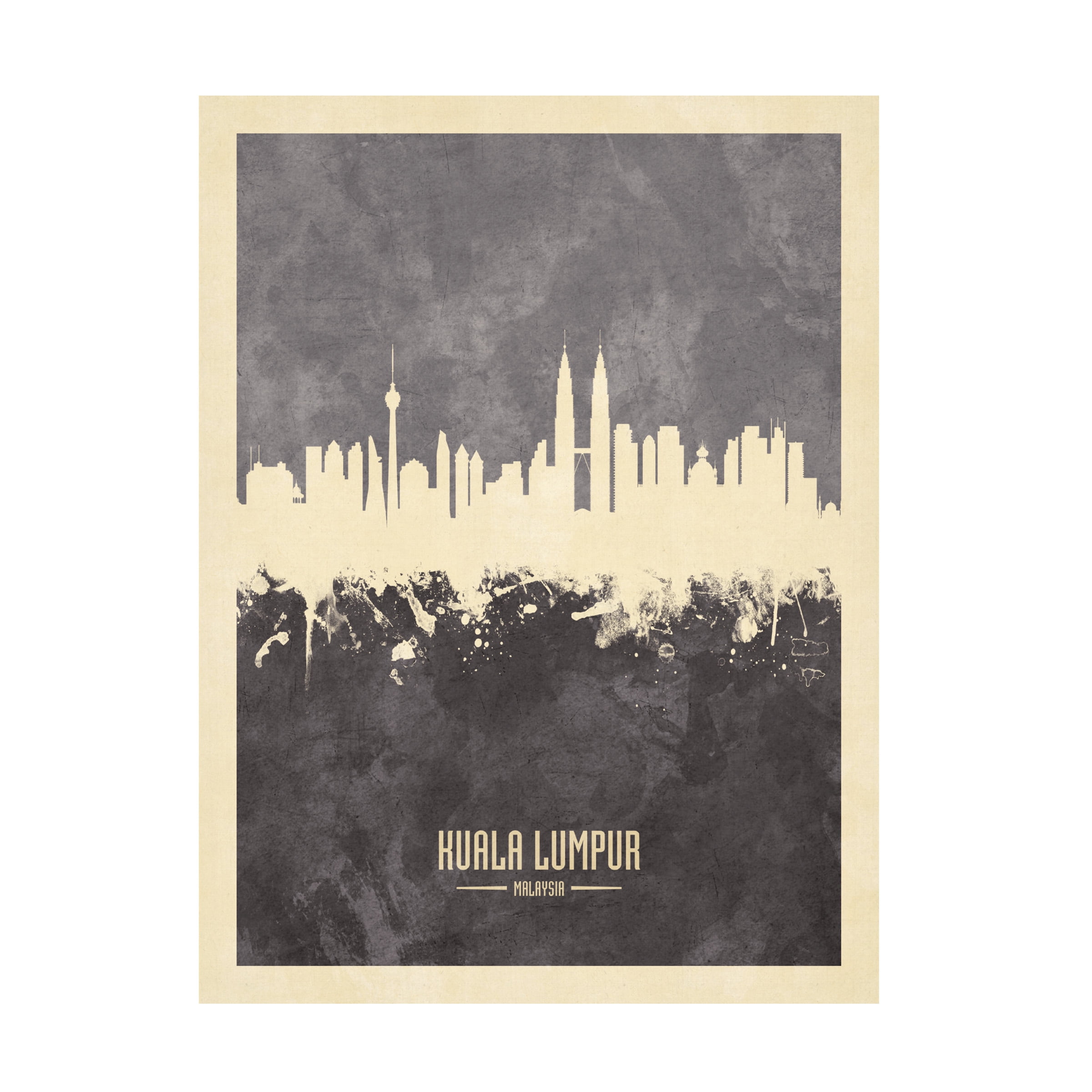 Michael Tompsett 'Kuala Lumpur Malaysia Skyline Gray' Canvas Art