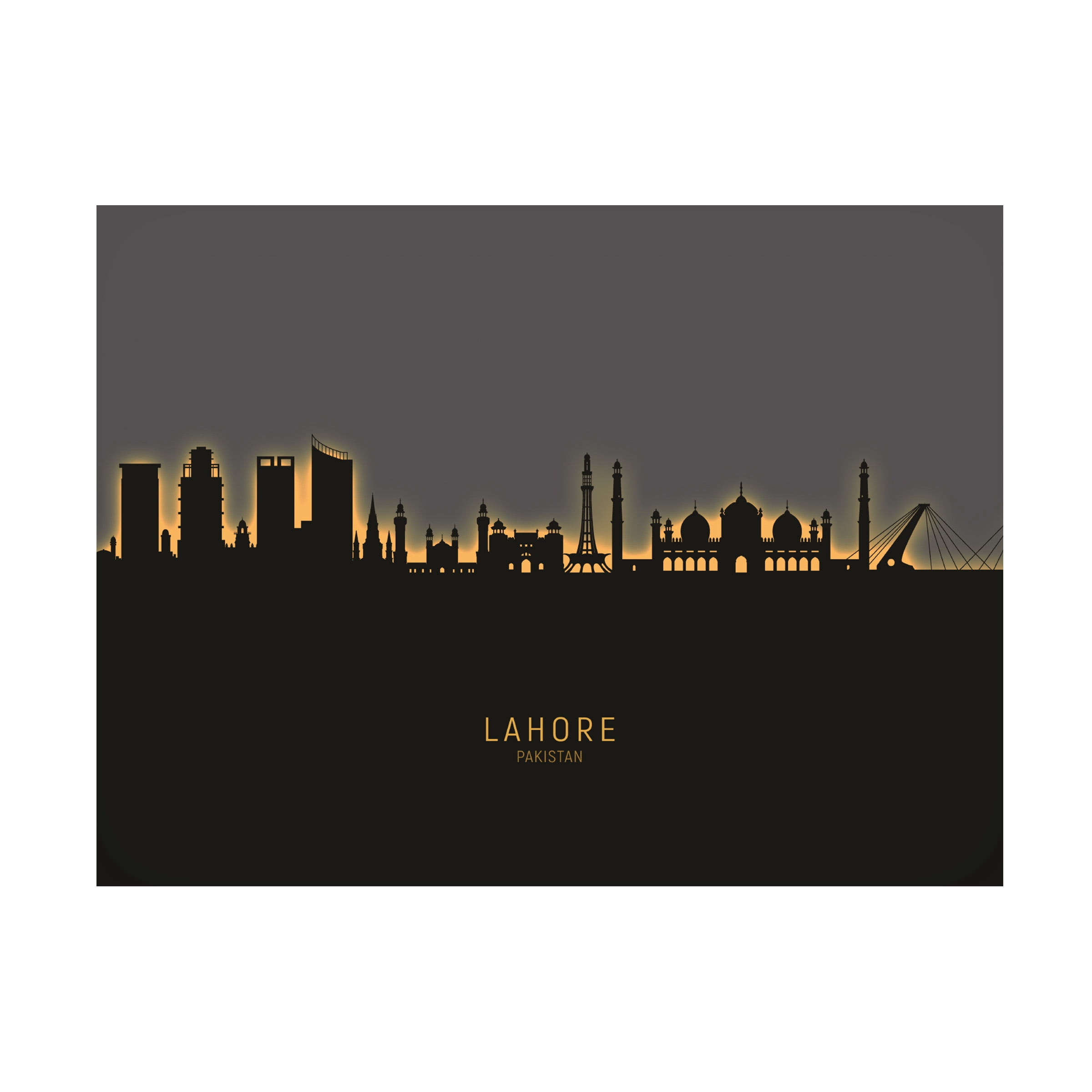 Michael Tompsett 'Lahore Pakistan Skyline Glow II' Canvas Art