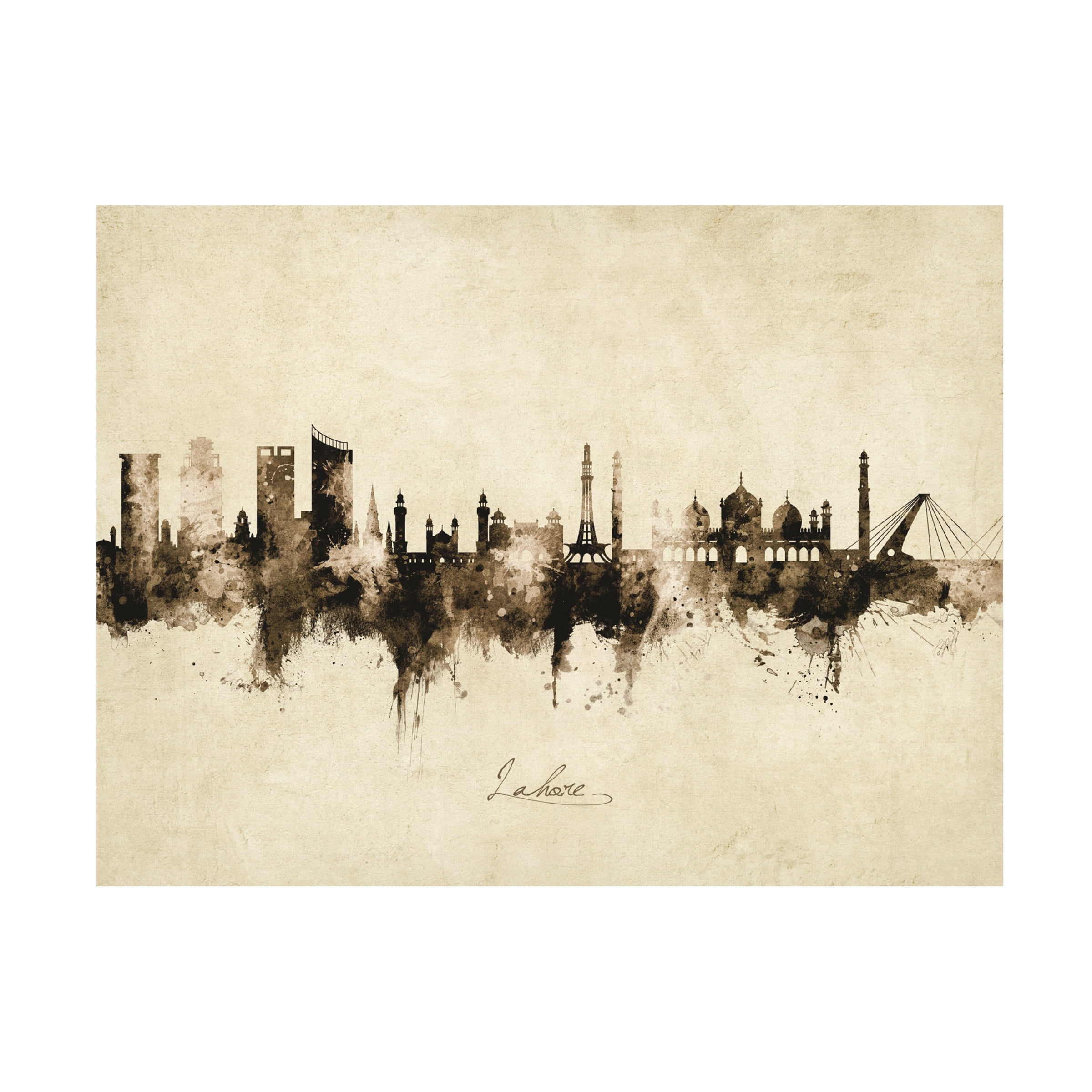 Michael Tompsett 'Lahore Pakistan Skyline Vintage' Canvas Art