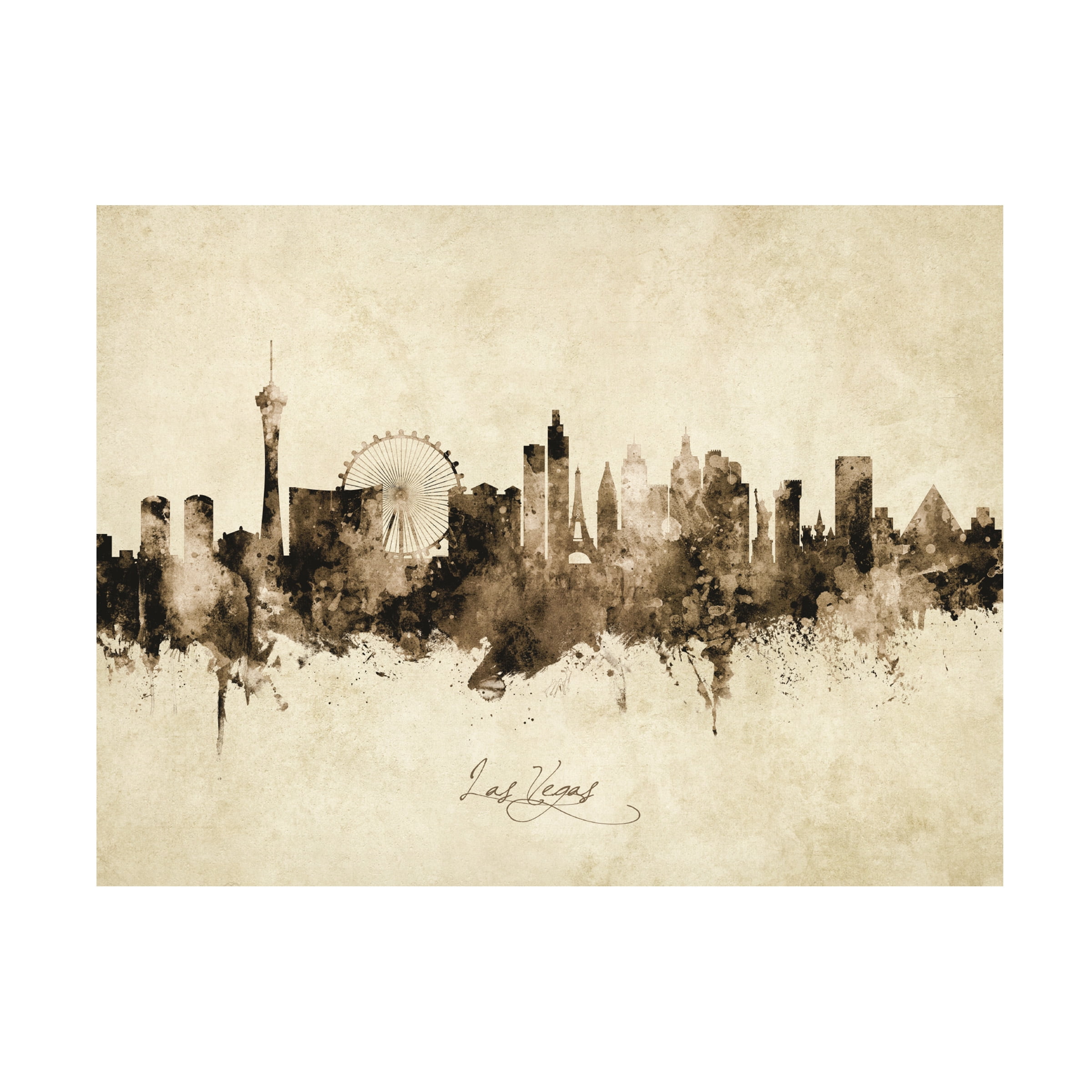 Michael Tompsett 'Las Vegas Nevada Skyline Vintage' Canvas Art
