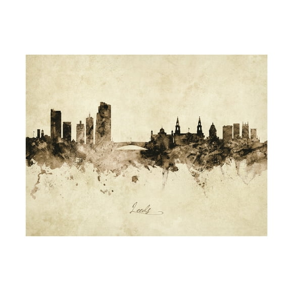 Michael Tompsett 'Leeds England Skyline Vintage' Canvas Art