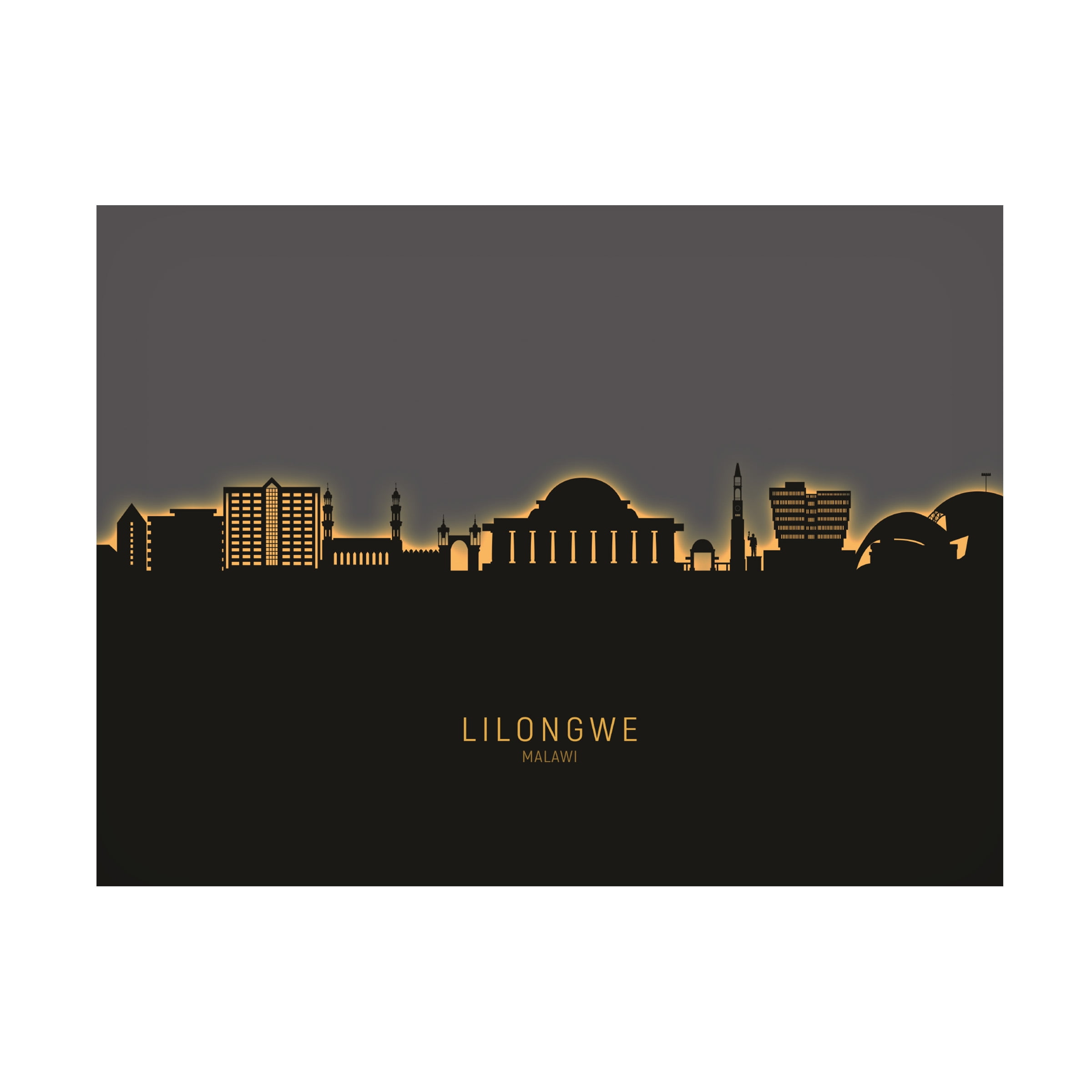 Michael Tompsett 'Lilongwe Malawi Skyline Glow II' Canvas Art