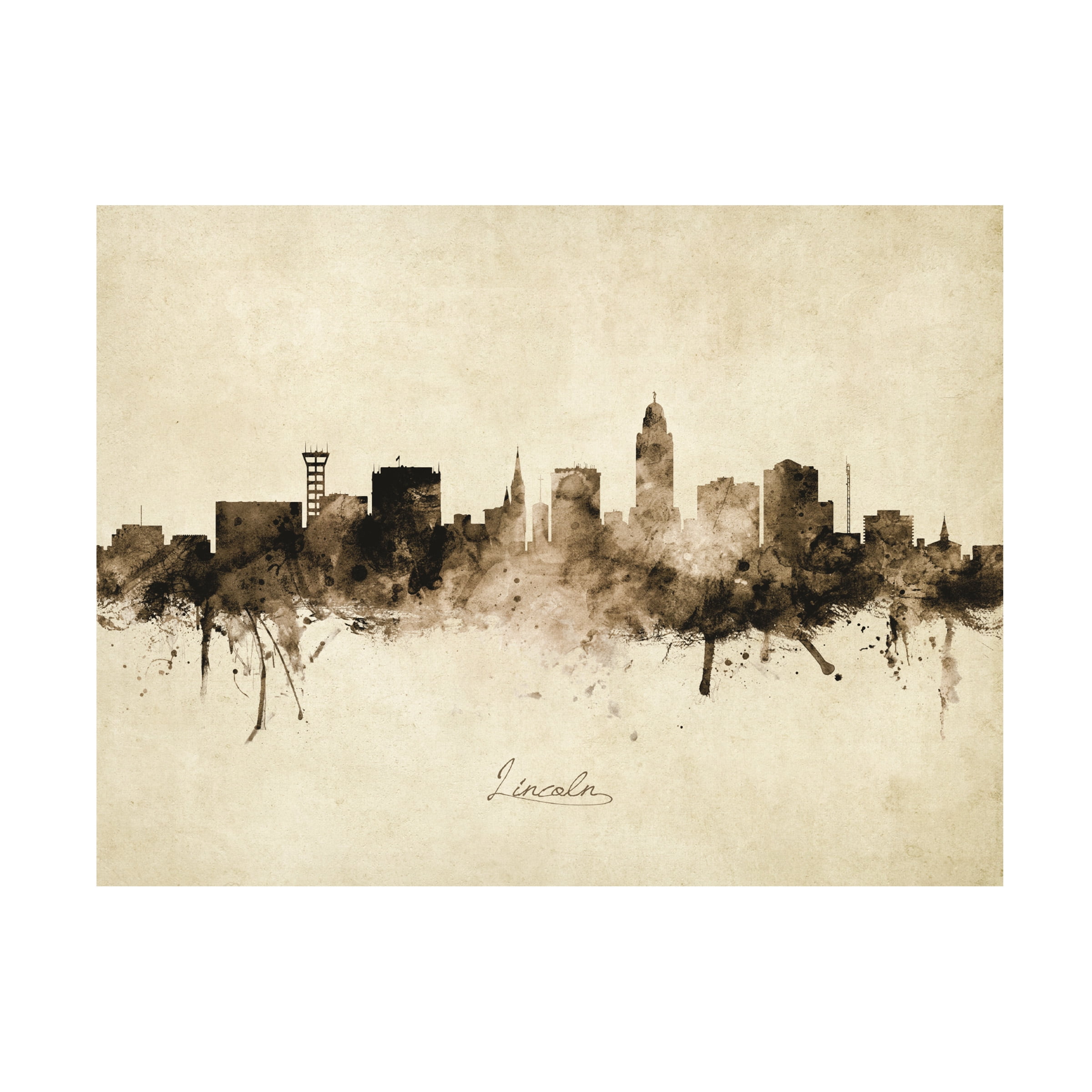 Michael Tompsett 'Lincoln Nebraska Skyline Vintage' Canvas Art