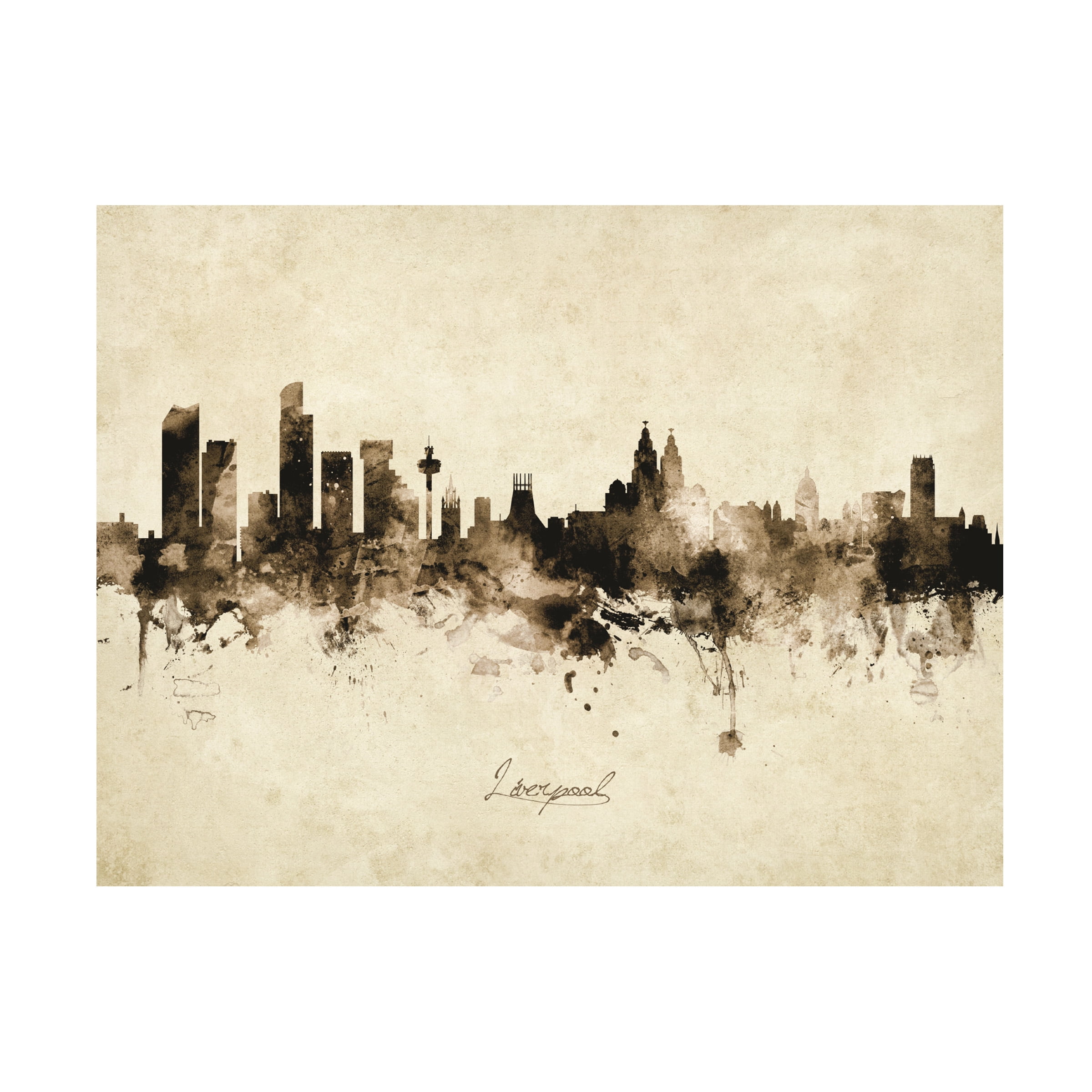 Michael Tompsett 'Liverpool England Skyline Vintage' Canvas Art
