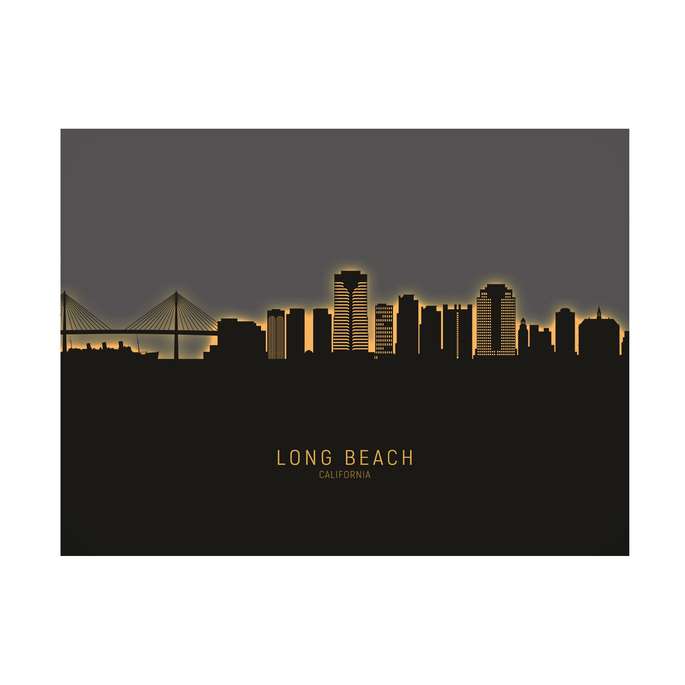 Michael Tompsett 'Long Beach California Skyline Glow II' Canvas Art