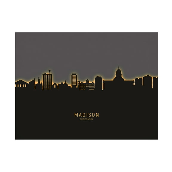 Michael Tompsett 'Madison Wisconsin Skyline Glow II' Canvas Art