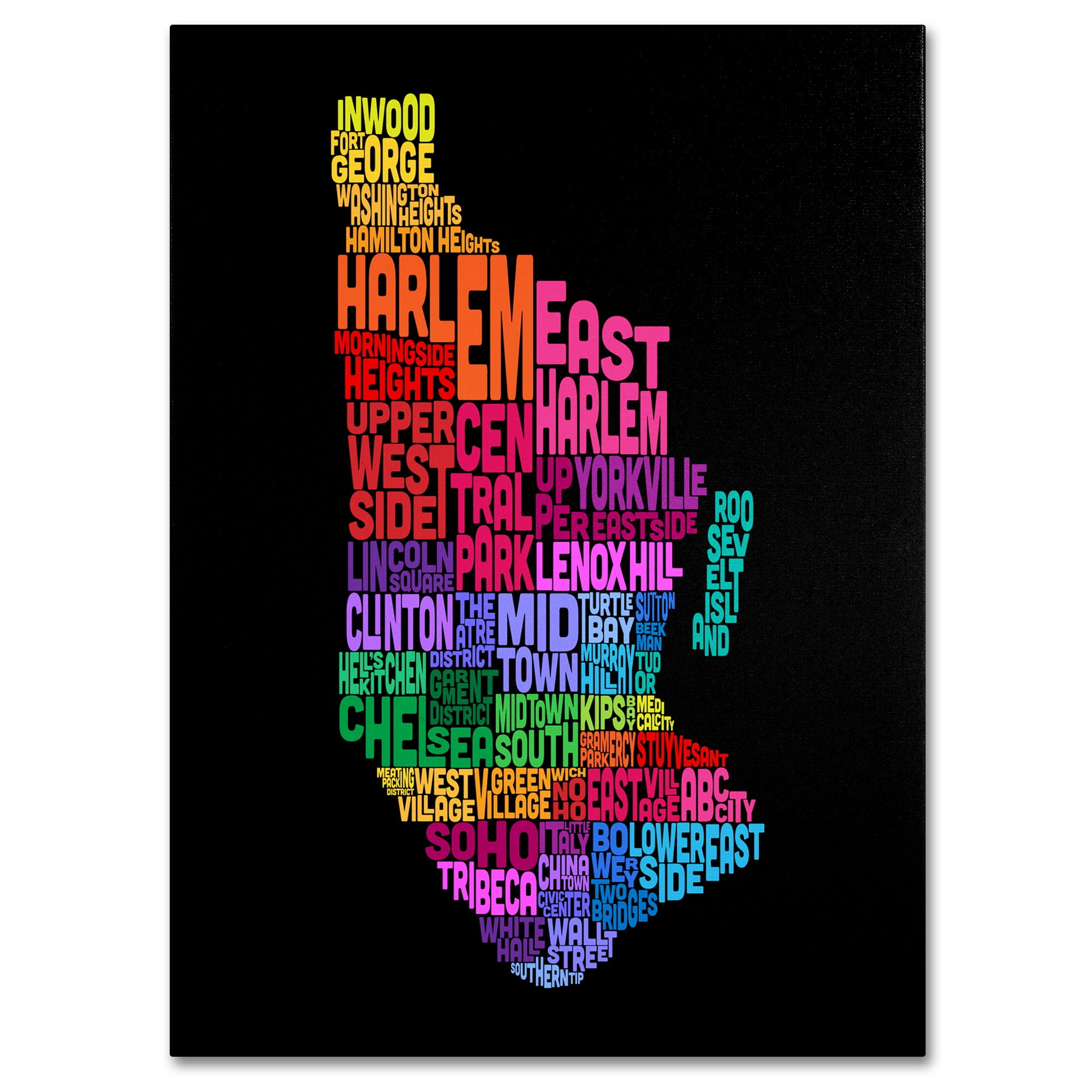 Michael Tompsett 'Manhattan Text Map 2' Canvas Art
