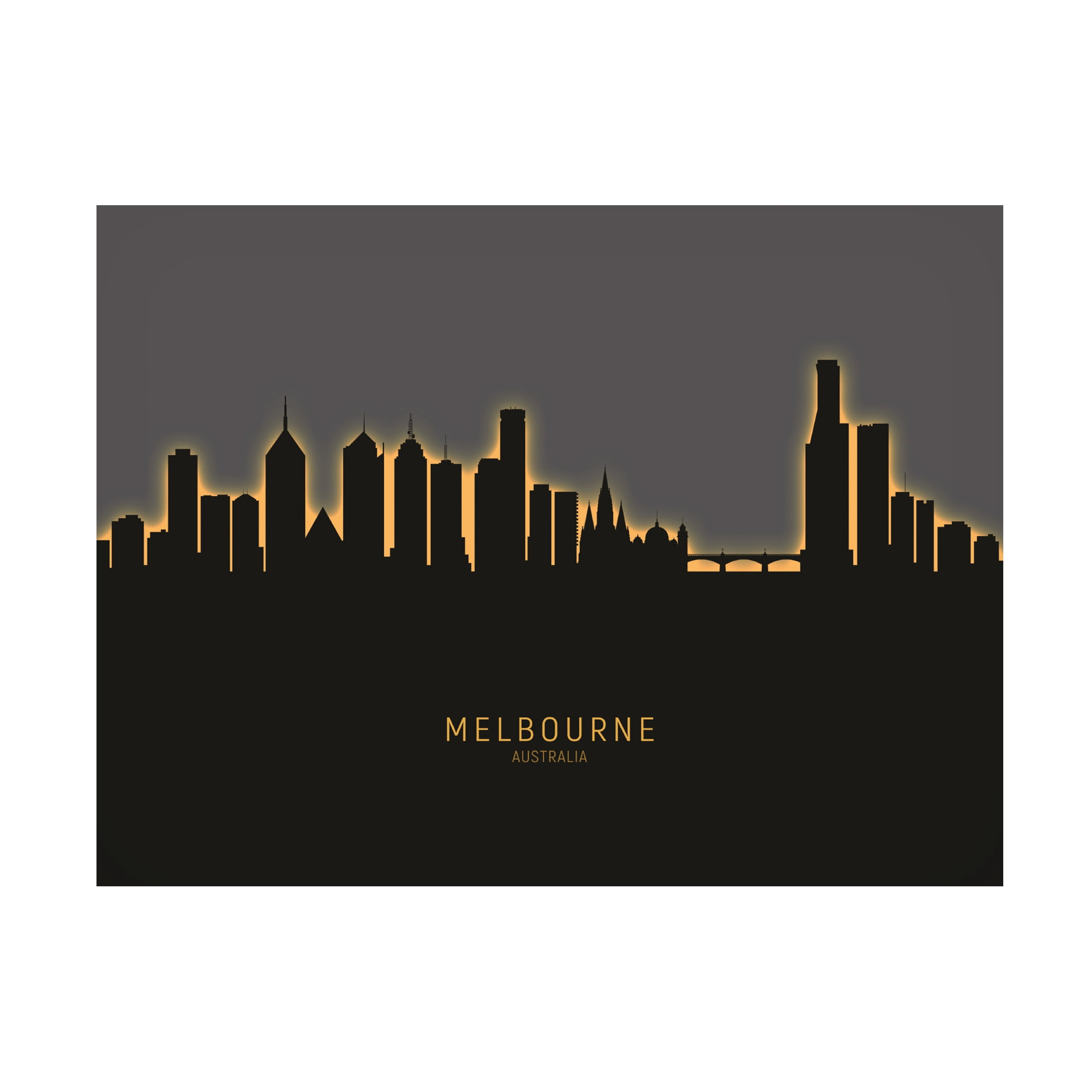 Michael Tompsett 'Melbourne Australia Skyline Glow II' Canvas Art