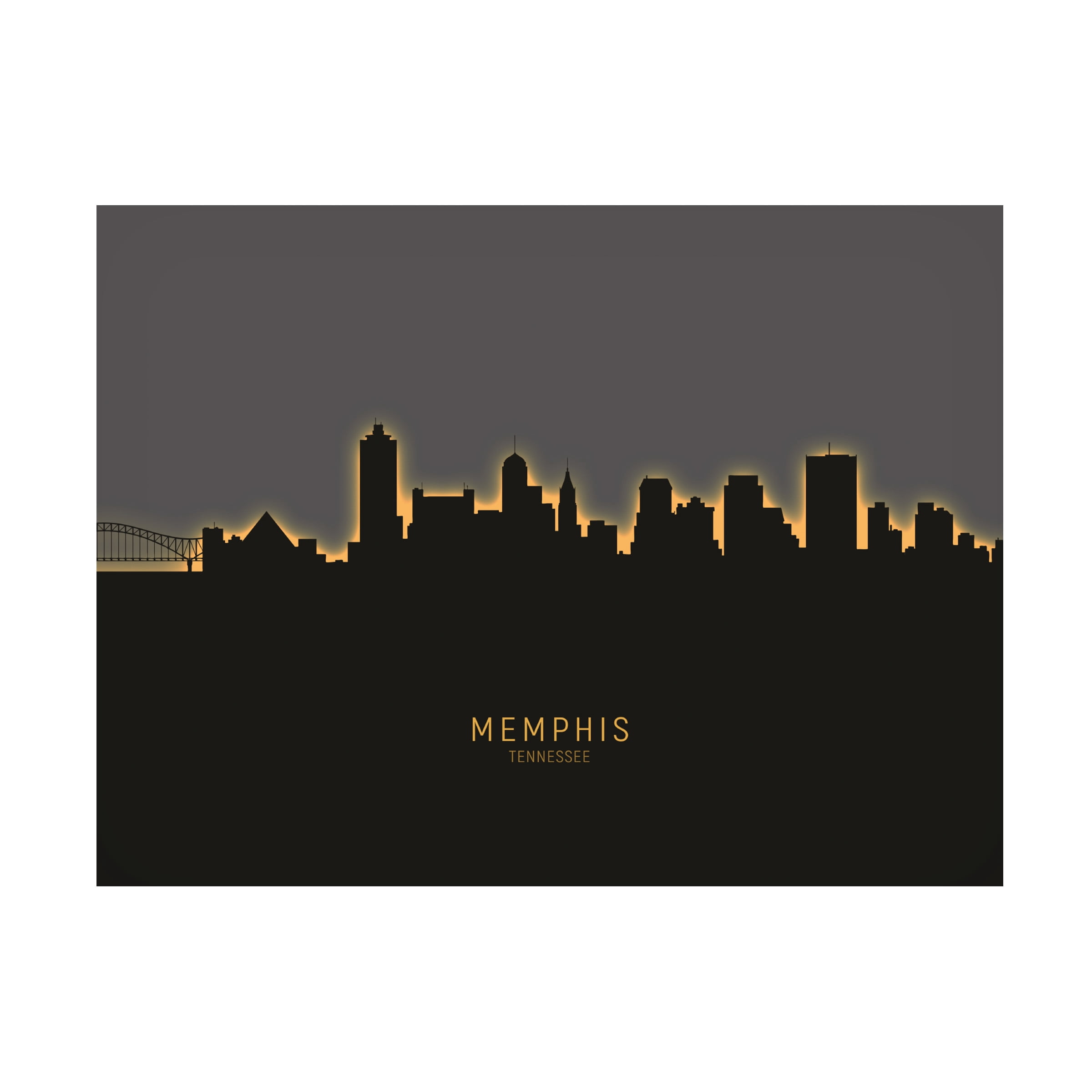 Michael Tompsett 'Memphis Tennessee Skyline Glow II' Canvas Art