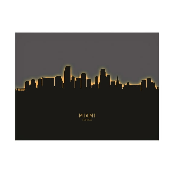 Michael Tompsett 'Miami Florida Skyline Glow II' Canvas Art