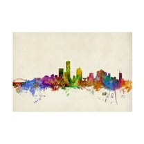 Trademark Fine Art Michael Tompsett Milwaukee Watercolor Skyline Canvas Wall Art - 22x32