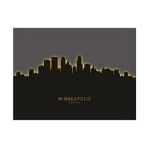 Trademark Fine Art Michael Tompsett Minneapolis Minnesota Skyline Glow II Canvas Wall Art - 14x19