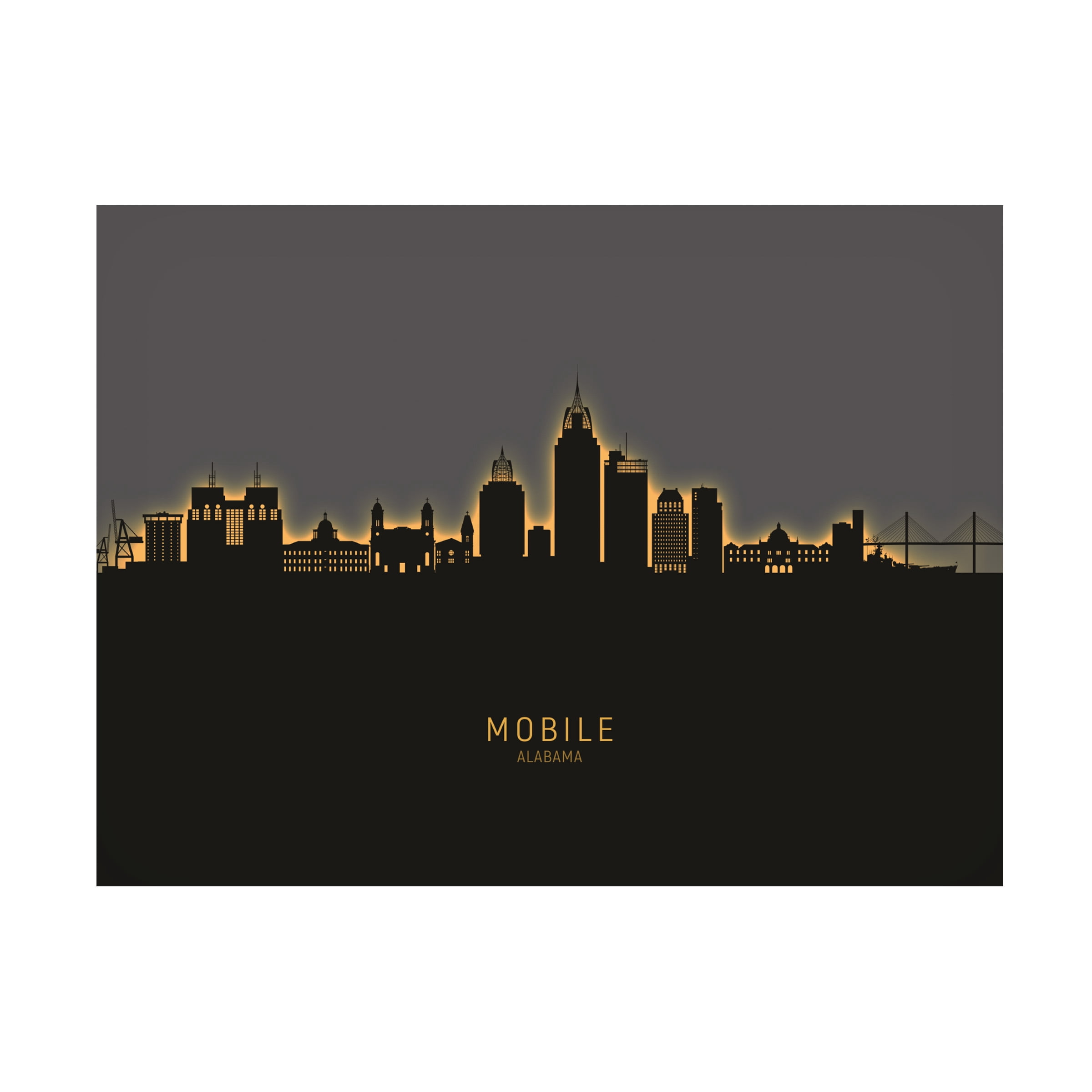 Michael Tompsett 'Mobile Alabama Skyline Glow II' Canvas Art