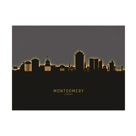 Michael Tompsett 'Montgomery Alabama Skyline Glow II' Canvas Art