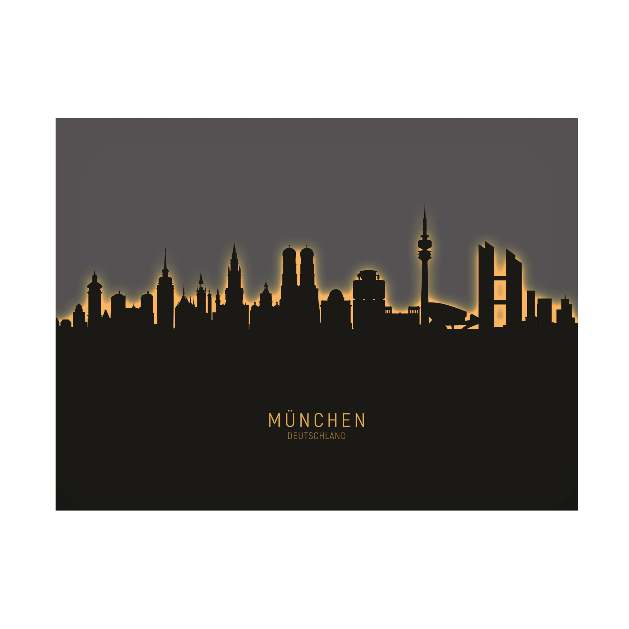 Michael Tompsett 'Munich Germany Skyline Glow II' Canvas Art