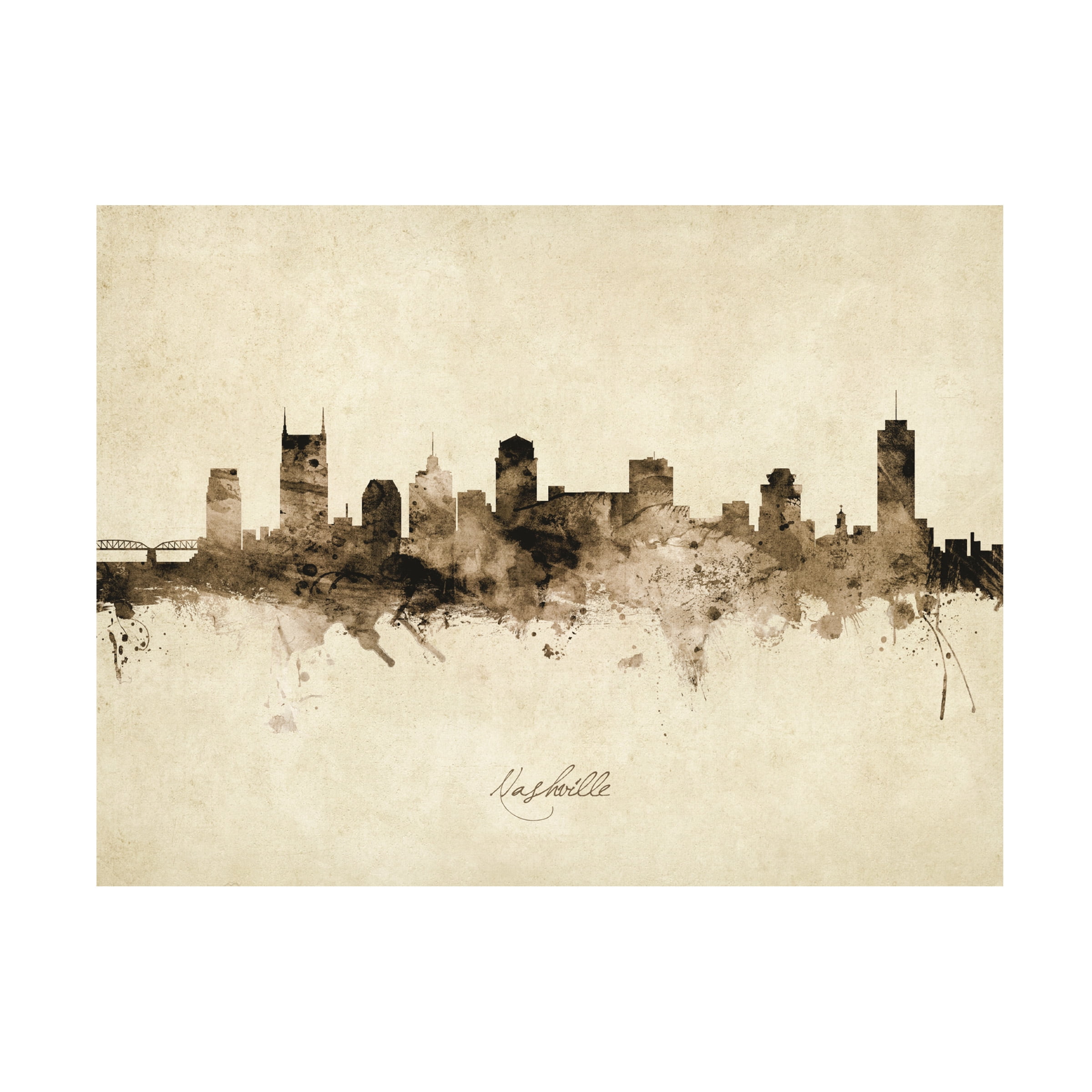 Michael Tompsett 'Nashville Tennessee Skyline Vintage' Canvas Art
