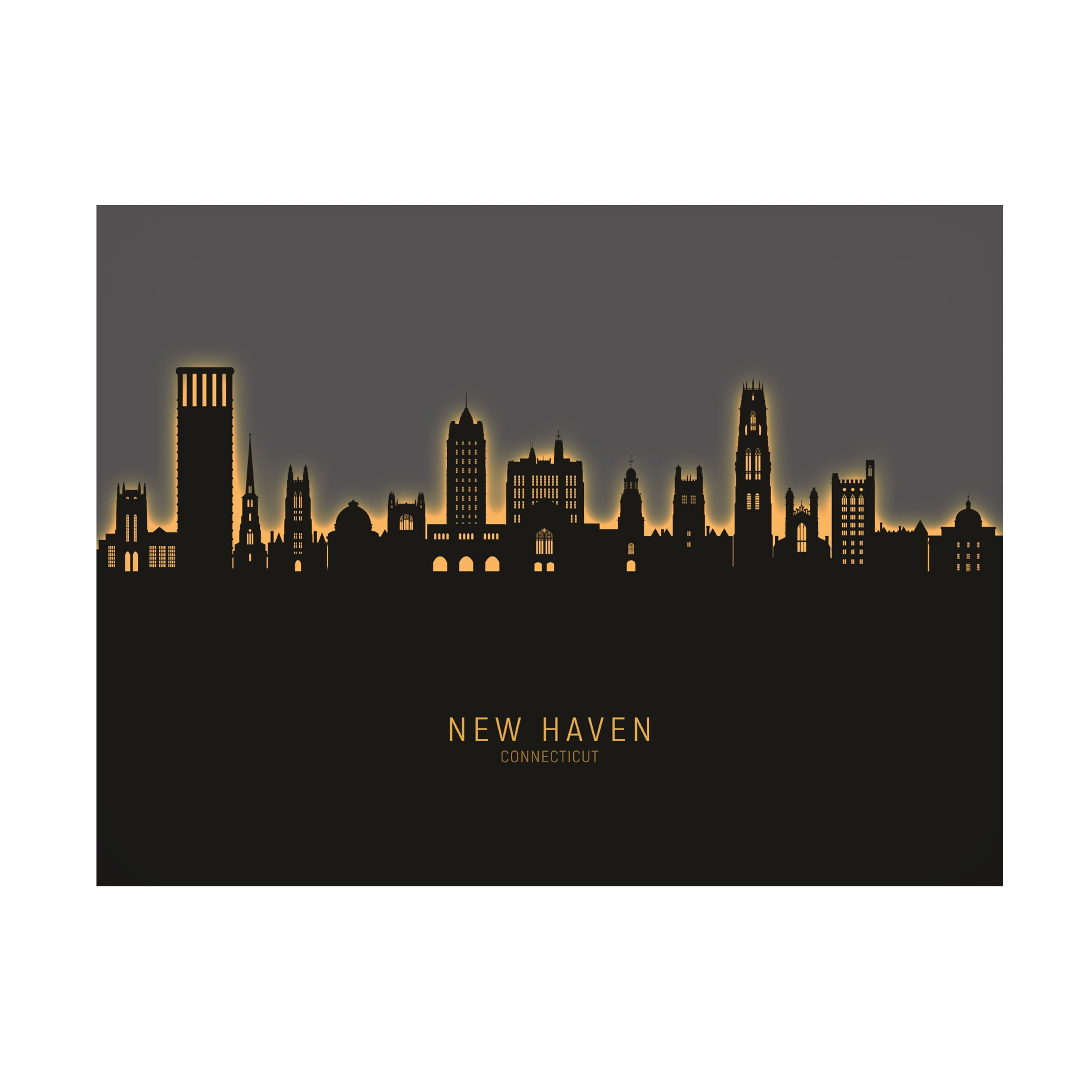 Michael Tompsett 'New Haven Connecticut Skyline Glow II' Canvas Art