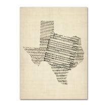 Michael Tompsett 'Old Sheet Music Map of Texas' Canvas Art