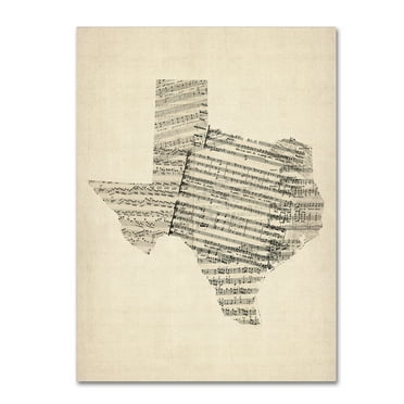 Michael Tompsett 'Old Sheet Music Map of Texas' Canvas Art