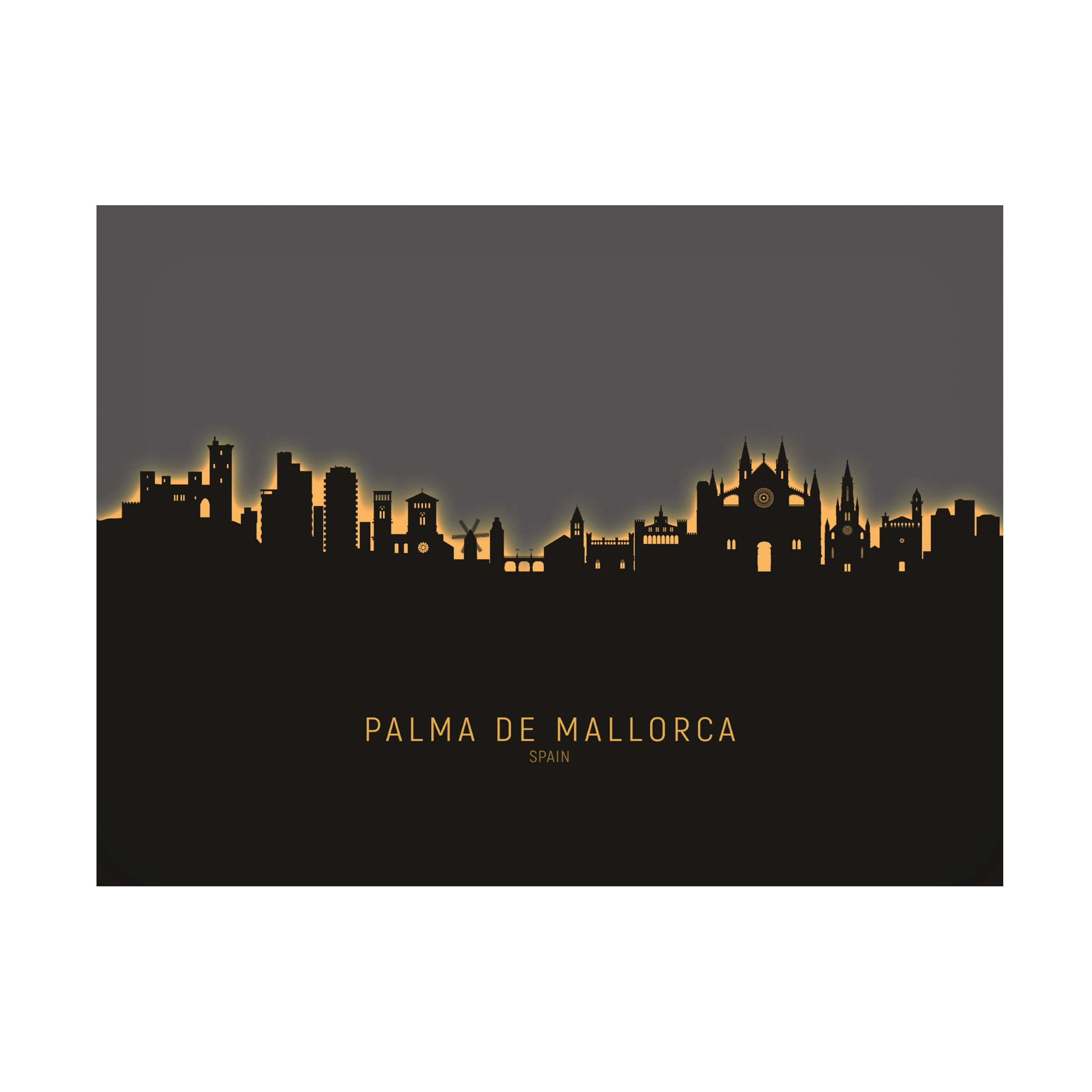 Michael Tompsett 'Palma de Mallorca Spain Skyline Glow II' Canvas Art