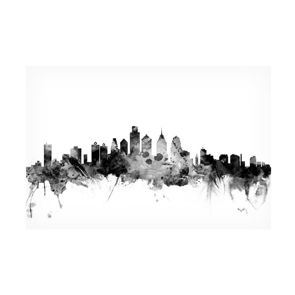 Trademark Fine Art Michael Tompsett Philadelphia PA Skyline B&W Canvas Wall Art - 22x32
