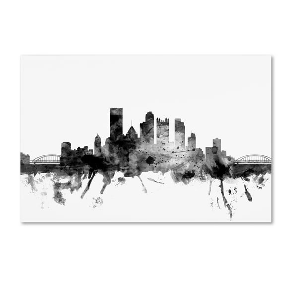 Michael Tompsett 'Pittsburgh PA Skyline B&W' Canvas Art