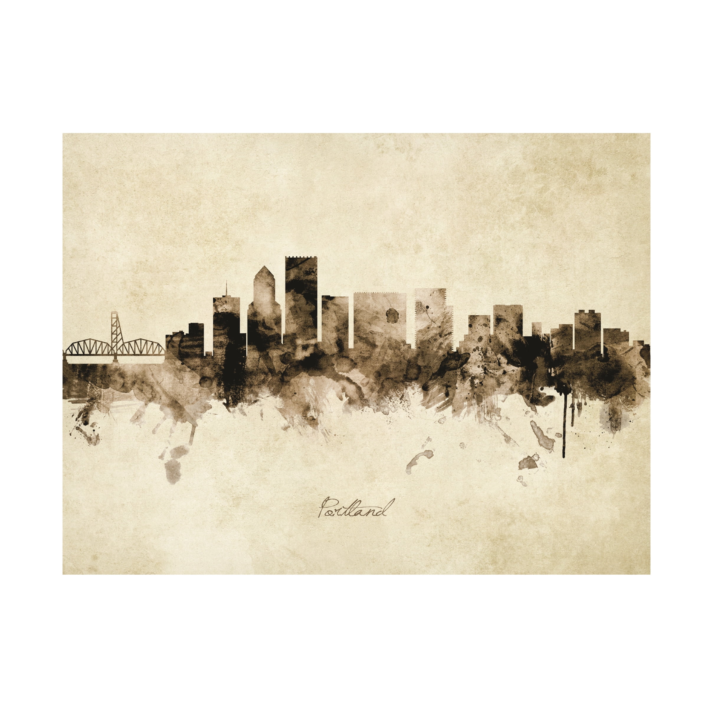Michael Tompsett 'Portland Oregon Skyline Vintage' Canvas Art