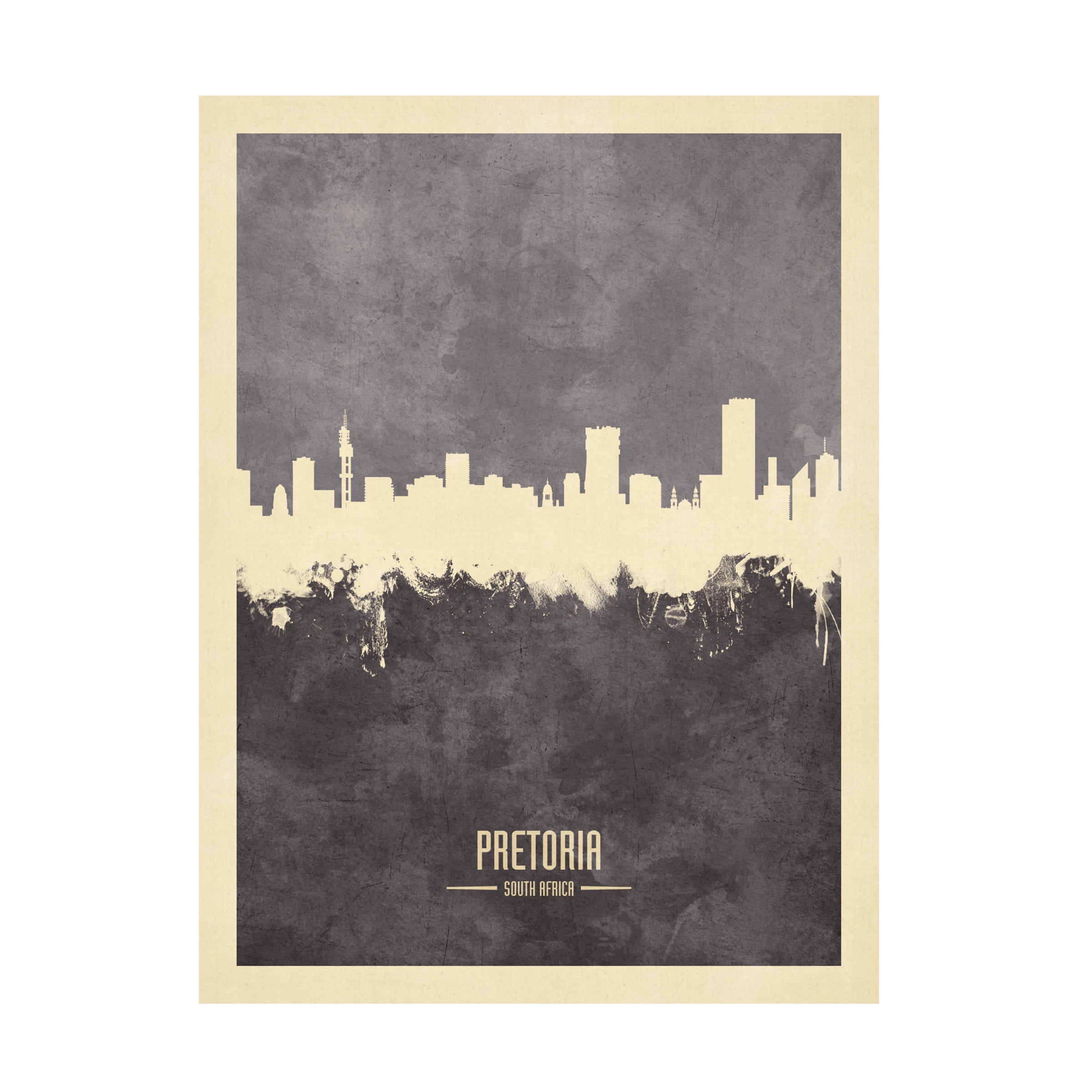 Michael Tompsett 'Pretoria South Africa Skyline Gray' Canvas Art