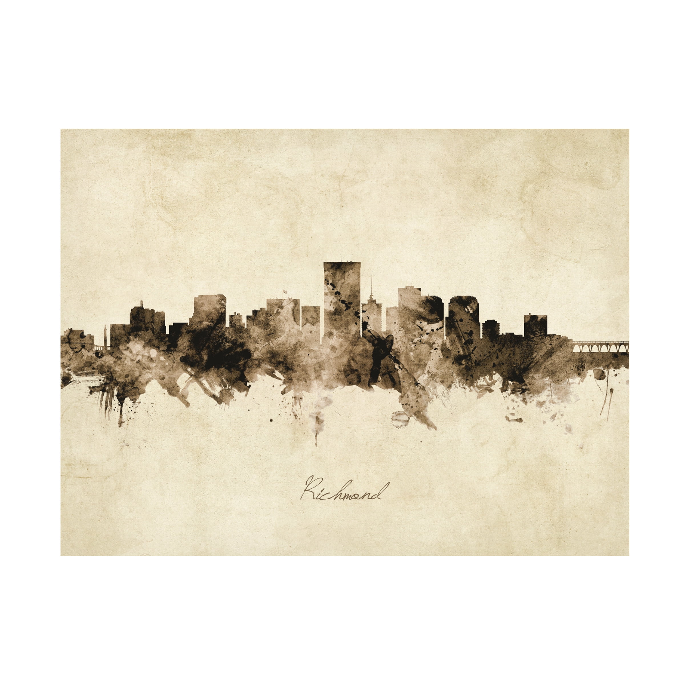 Michael Tompsett 'Richmond Virginia Skyline Vintage' Canvas Art