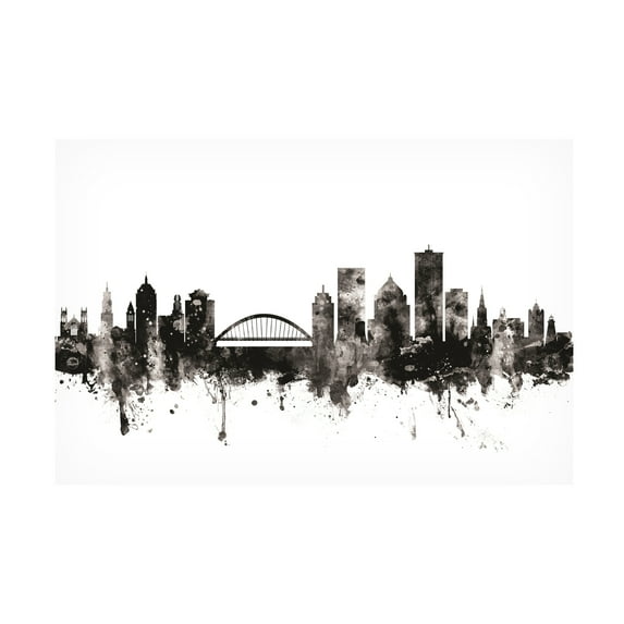 Trademark Fine Art Michael Tompsett Rochester New York Skyline Black White Canvas Wall Art - 16x24