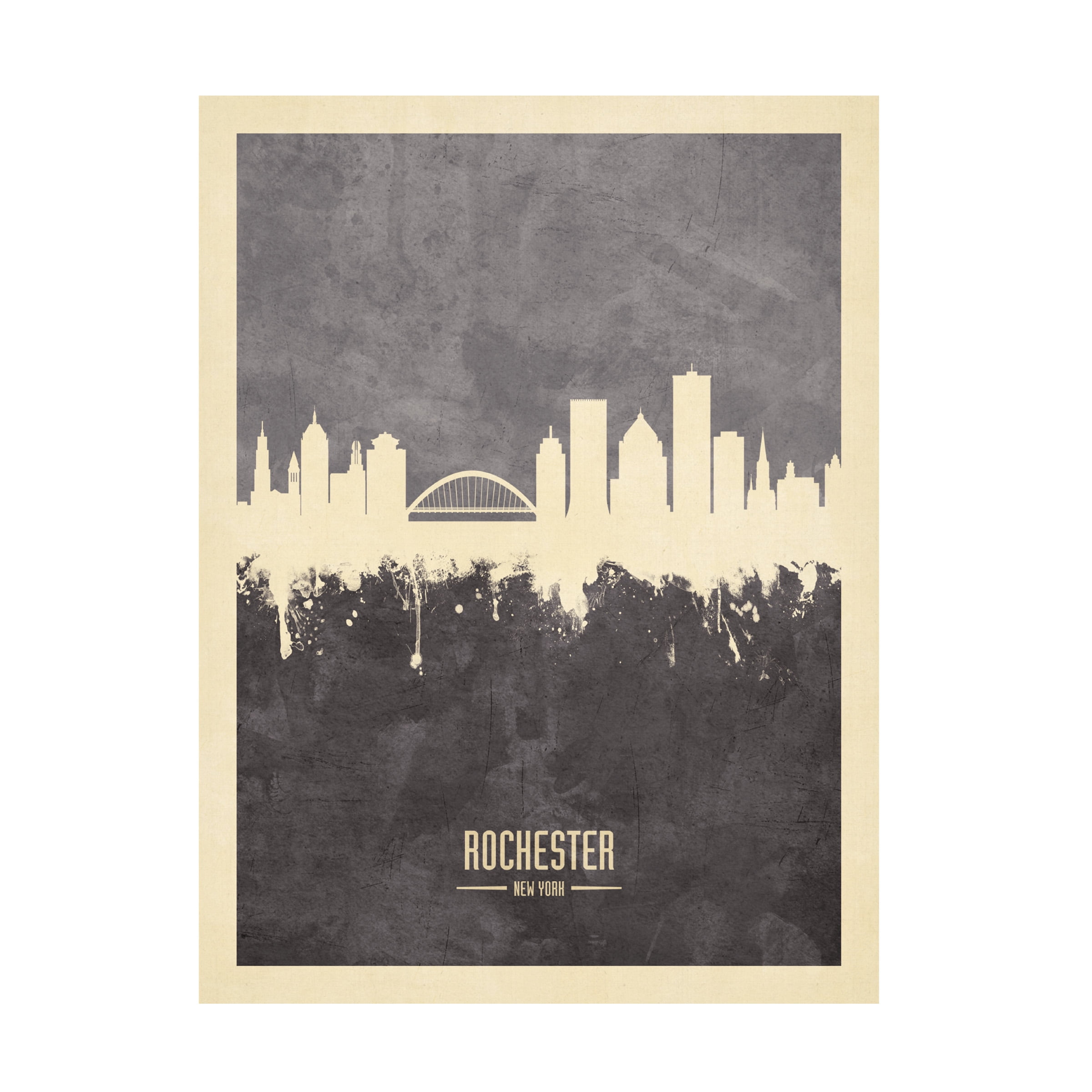 Michael Tompsett 'Rochester New York Skyline Gray' Canvas Art
