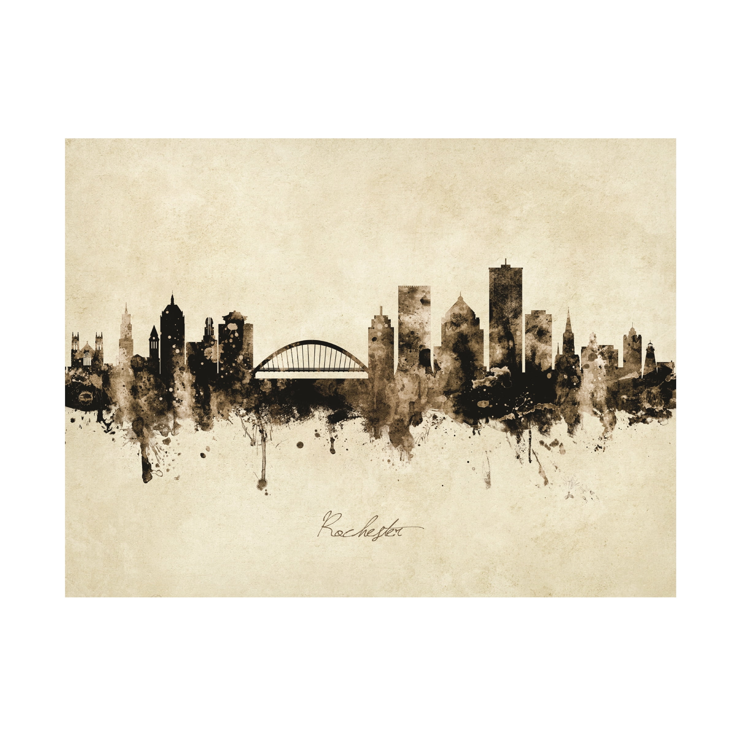 Michael Tompsett 'Rochester New York Skyline Vintage' Canvas Art