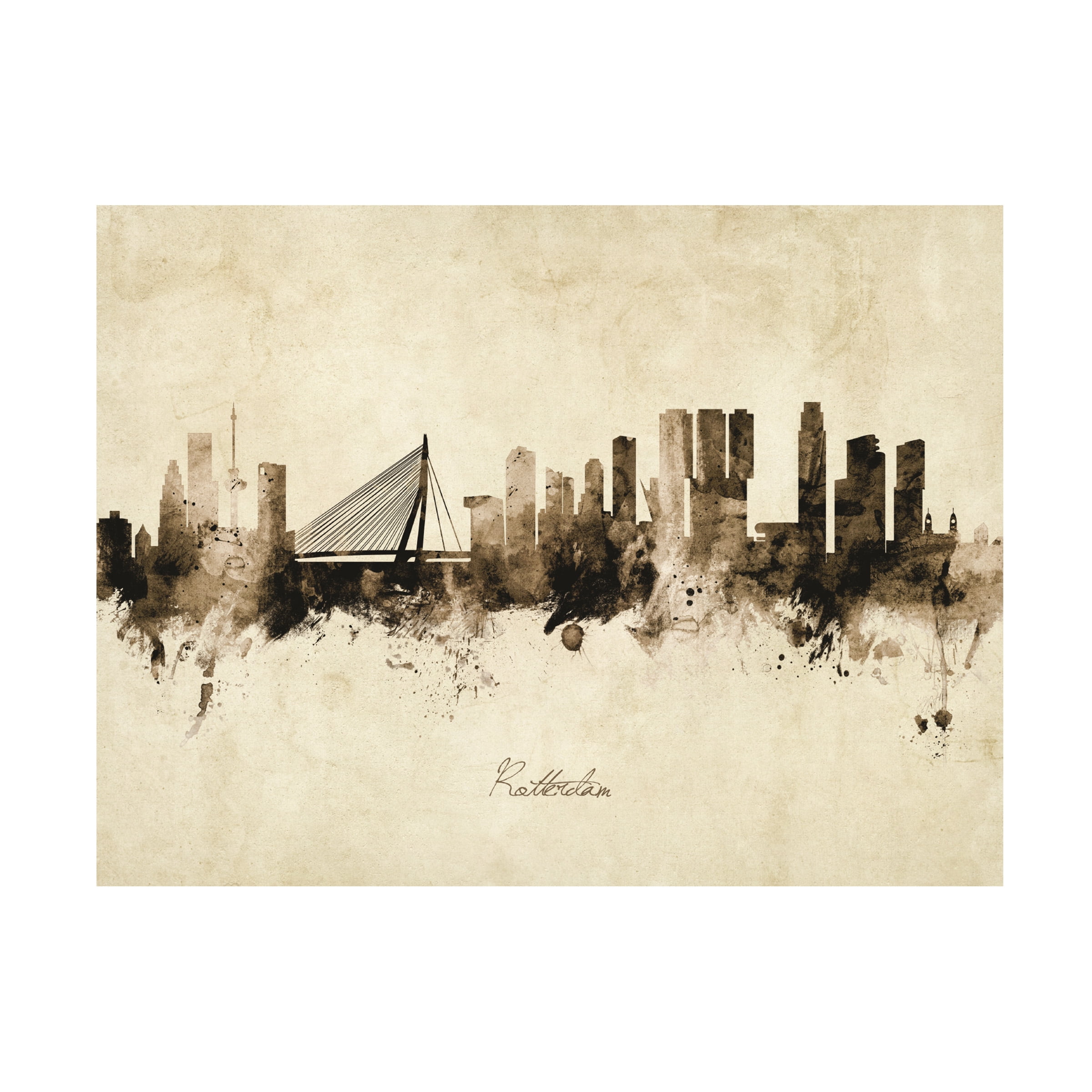 Michael Tompsett 'Rotterdam The Netherlands Skyline Vintage' Canvas Art