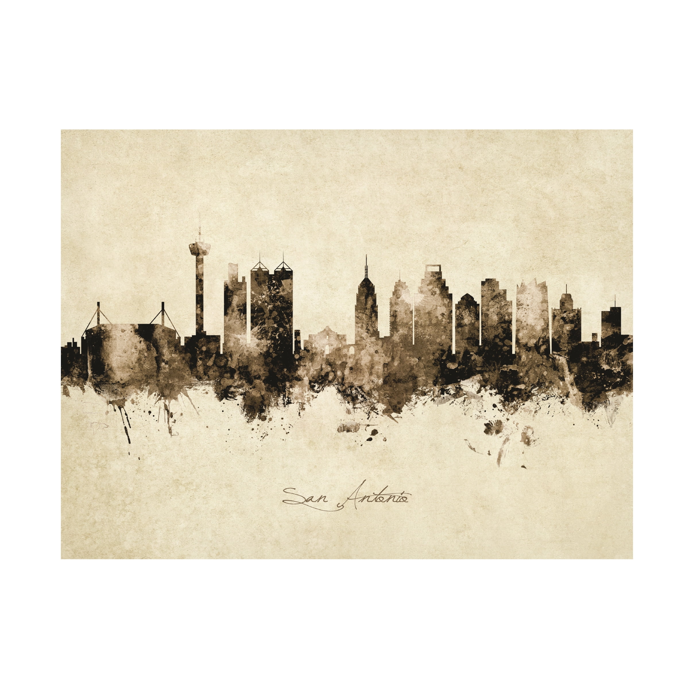 Michael Tompsett 'San Antonio Texas Skyline Vintage' Canvas Art
