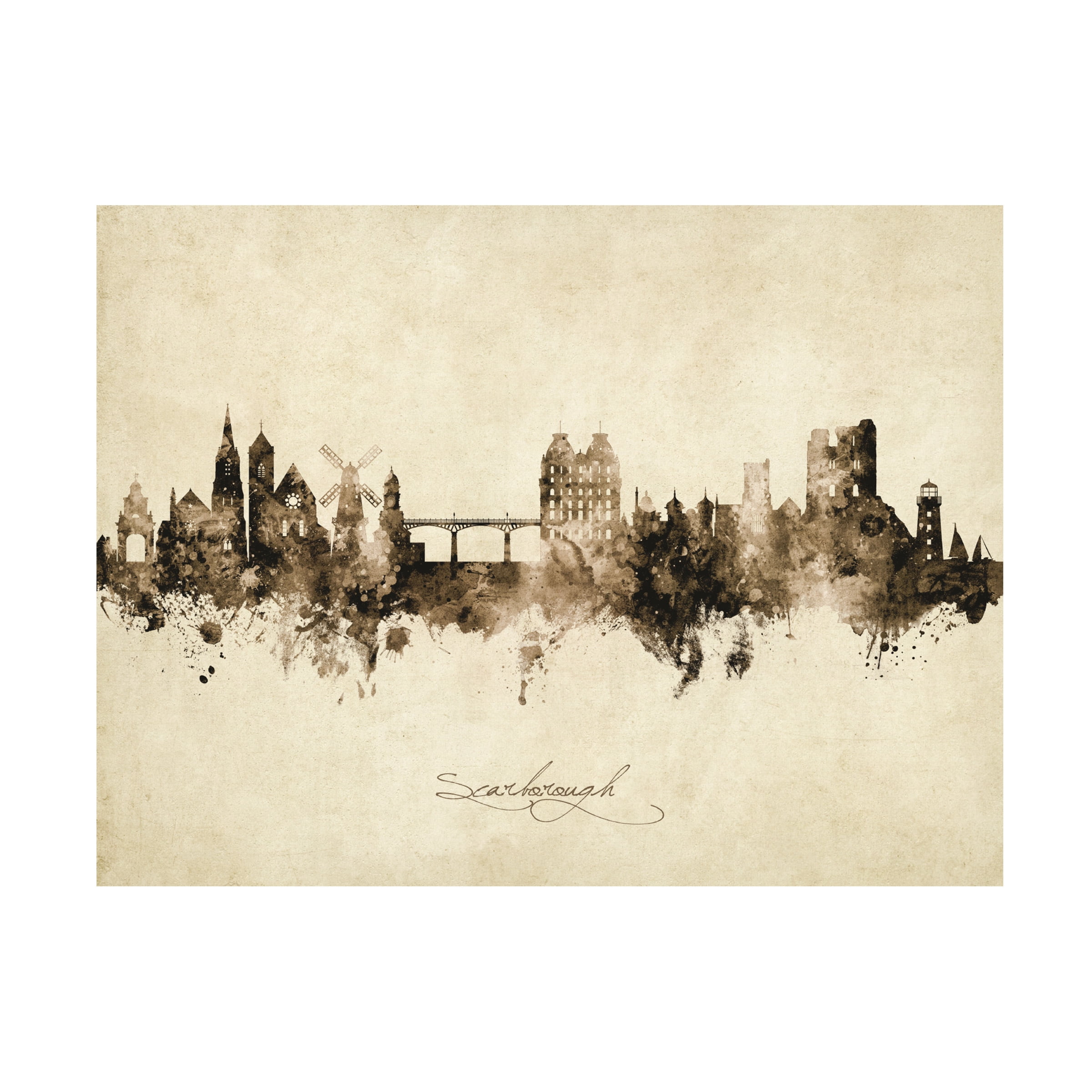 Michael Tompsett 'Scarborough England Skyline Vintage' Canvas Art