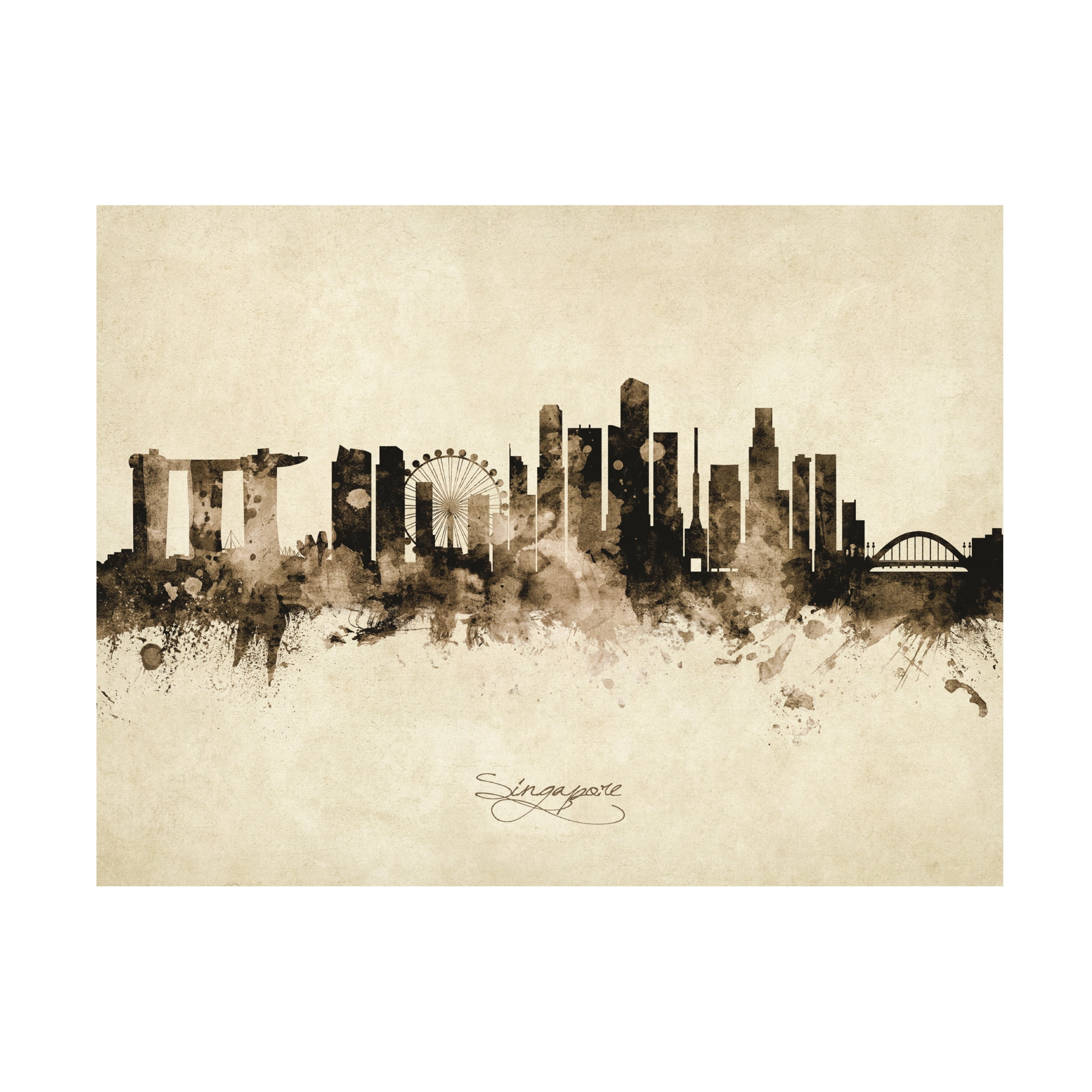 Michael Tompsett 'Singapore Skyline Vintage' Canvas Art