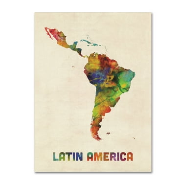 Michael Tompsett 'South America Watercolor Map' Canvas Art