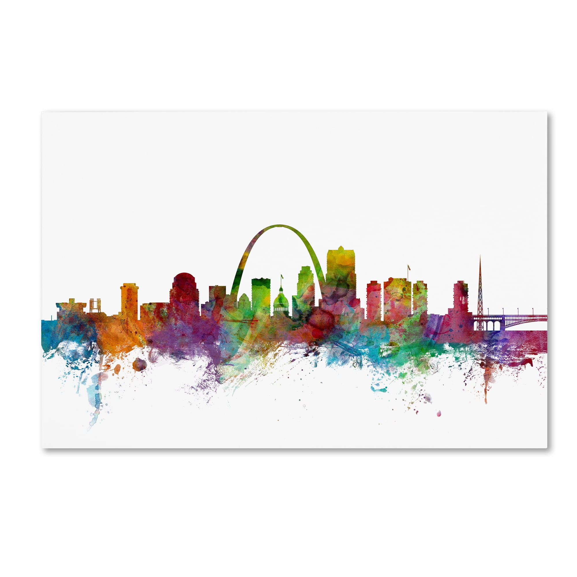Colorful St. Louis Missouri Skyline Canvas Print, 12" x 19"